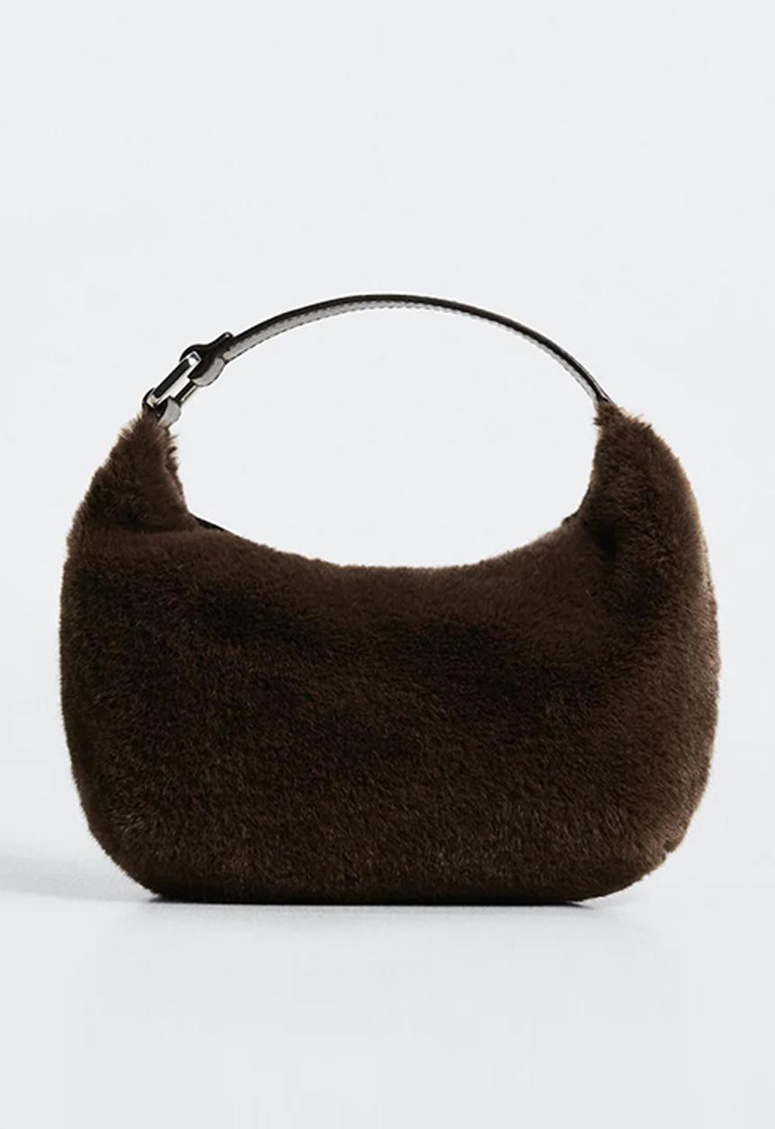 MANGO - Short handle hair bag - brown