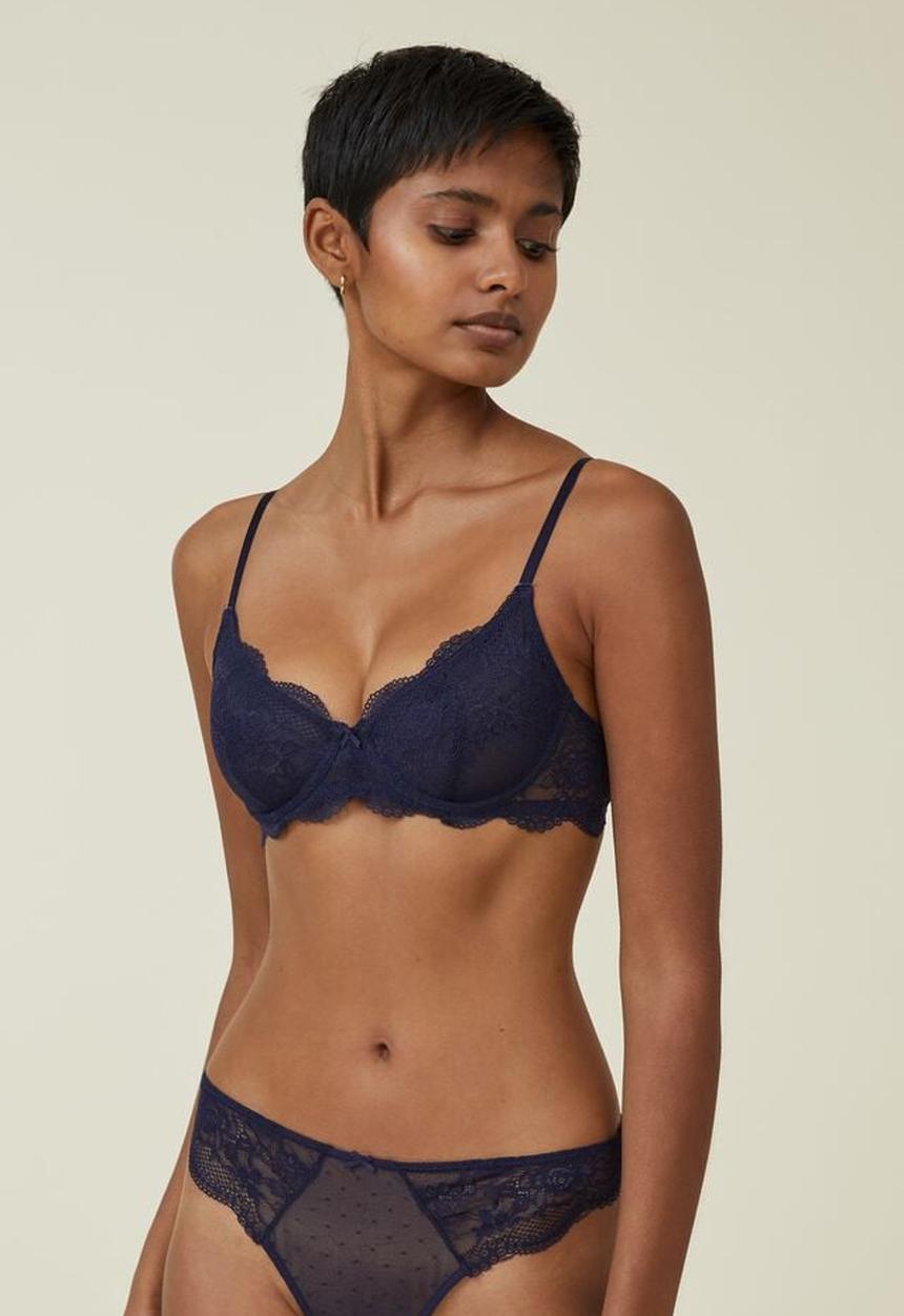 Cotton On - Nala lace underwire bra - french navy