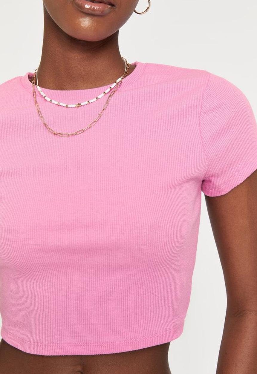 Supré  - Alissa fitted crew top - bubblegum