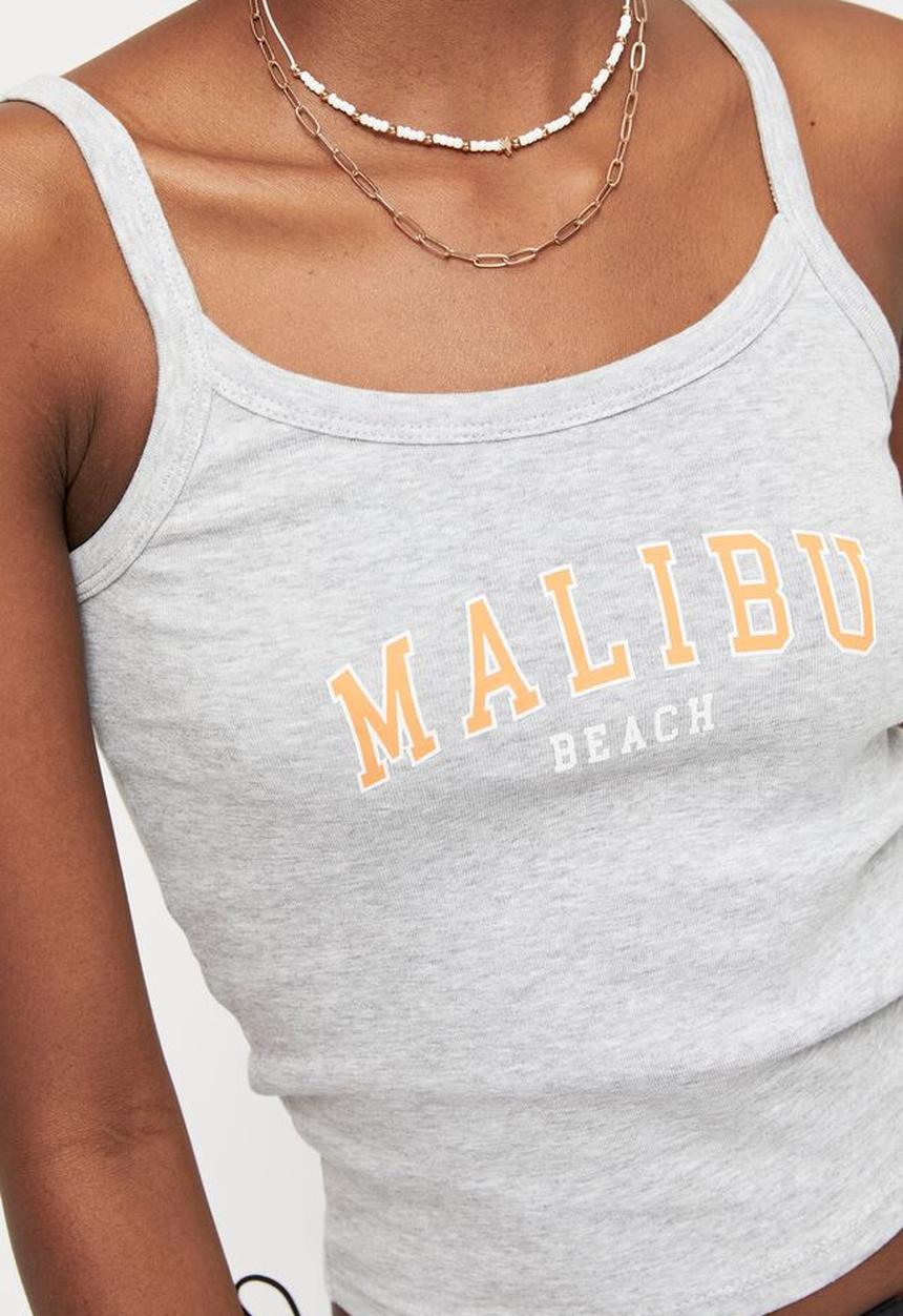 Supré  - Stacey graphic tank - grey marle & malibu