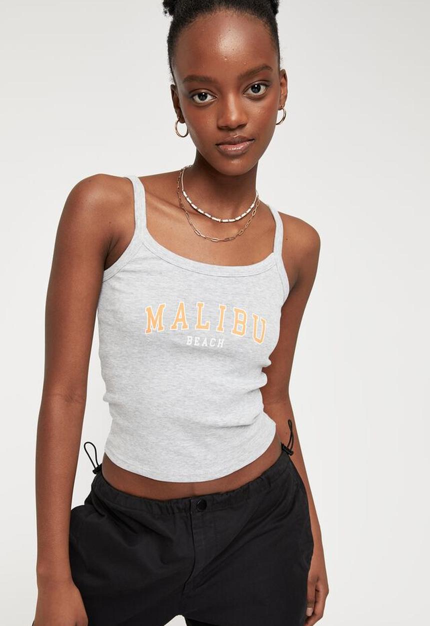 Supré  - Stacey graphic tank - grey marle & malibu