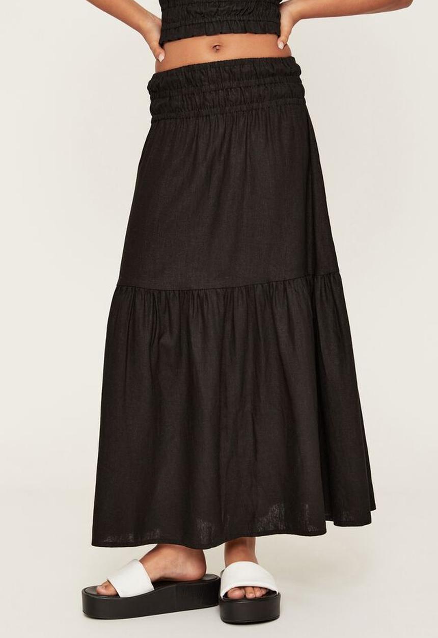 Supré  - keira shirred maxi skirt - black