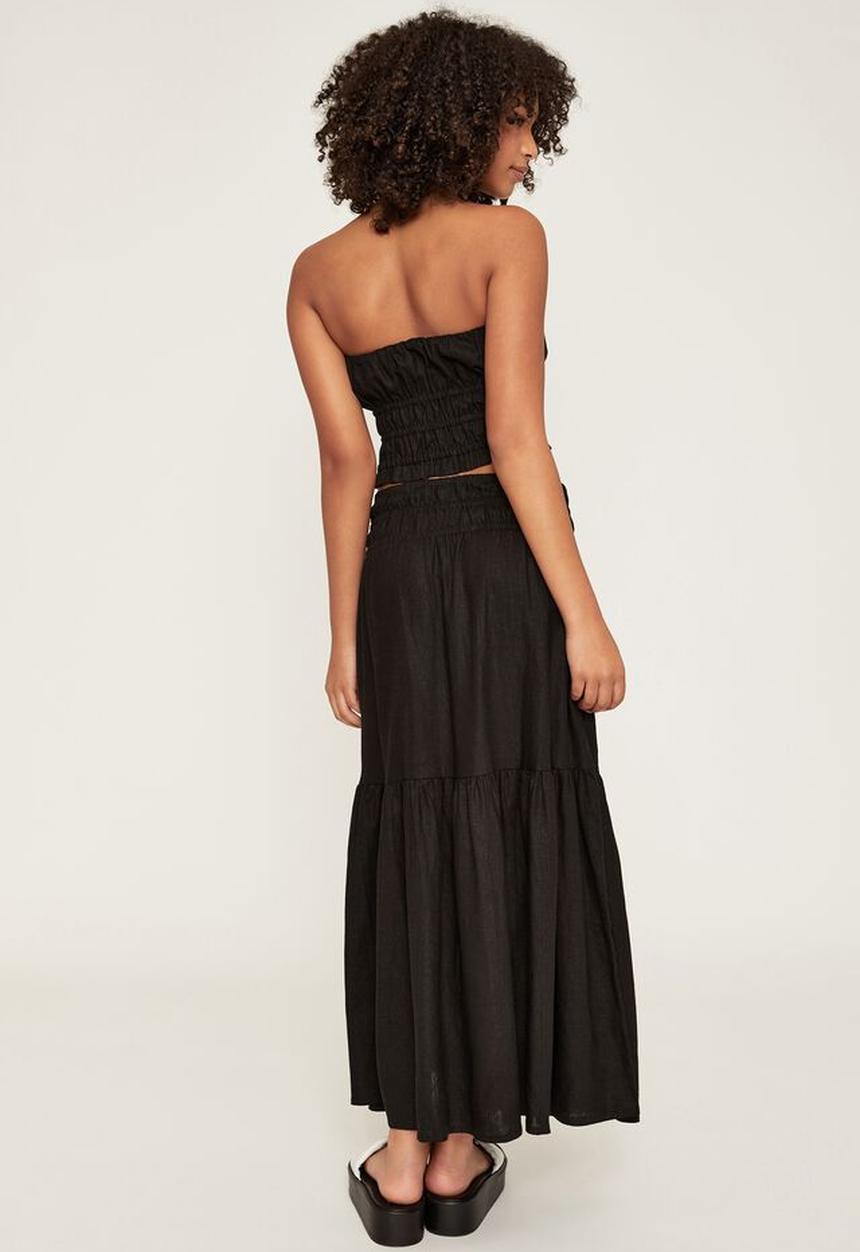 Supré  - keira shirred maxi skirt - black
