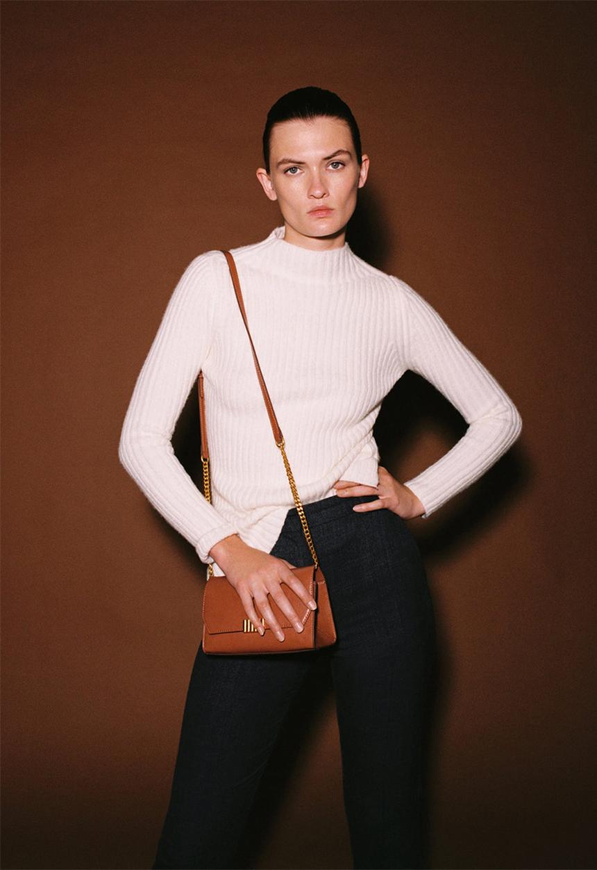 MANGO - Long chain handle bag - medium brown