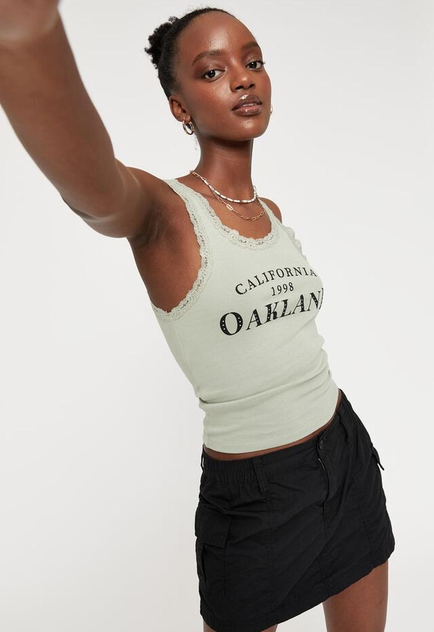 Supré  - Lainey lace graphic cami - matte green & oakland