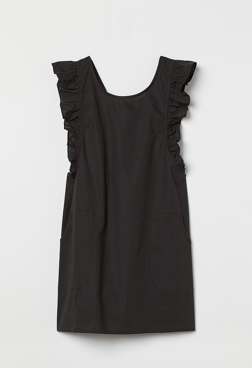 H&M - Flounce-trimmed apron - black