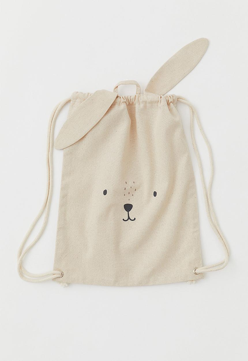 H&M - Cotton canvas gym bag - beige/multi