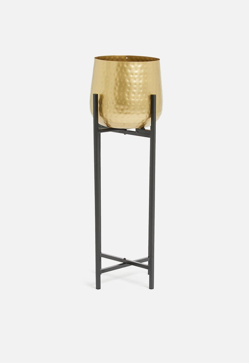 H&S - Large flowerpot on stand - gold