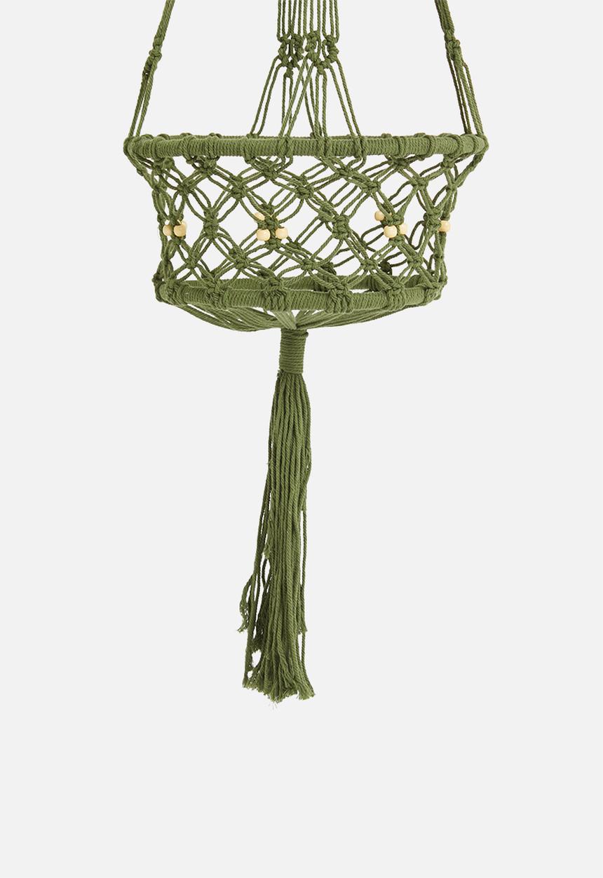 H&S - Macrame flowerpot holder- green