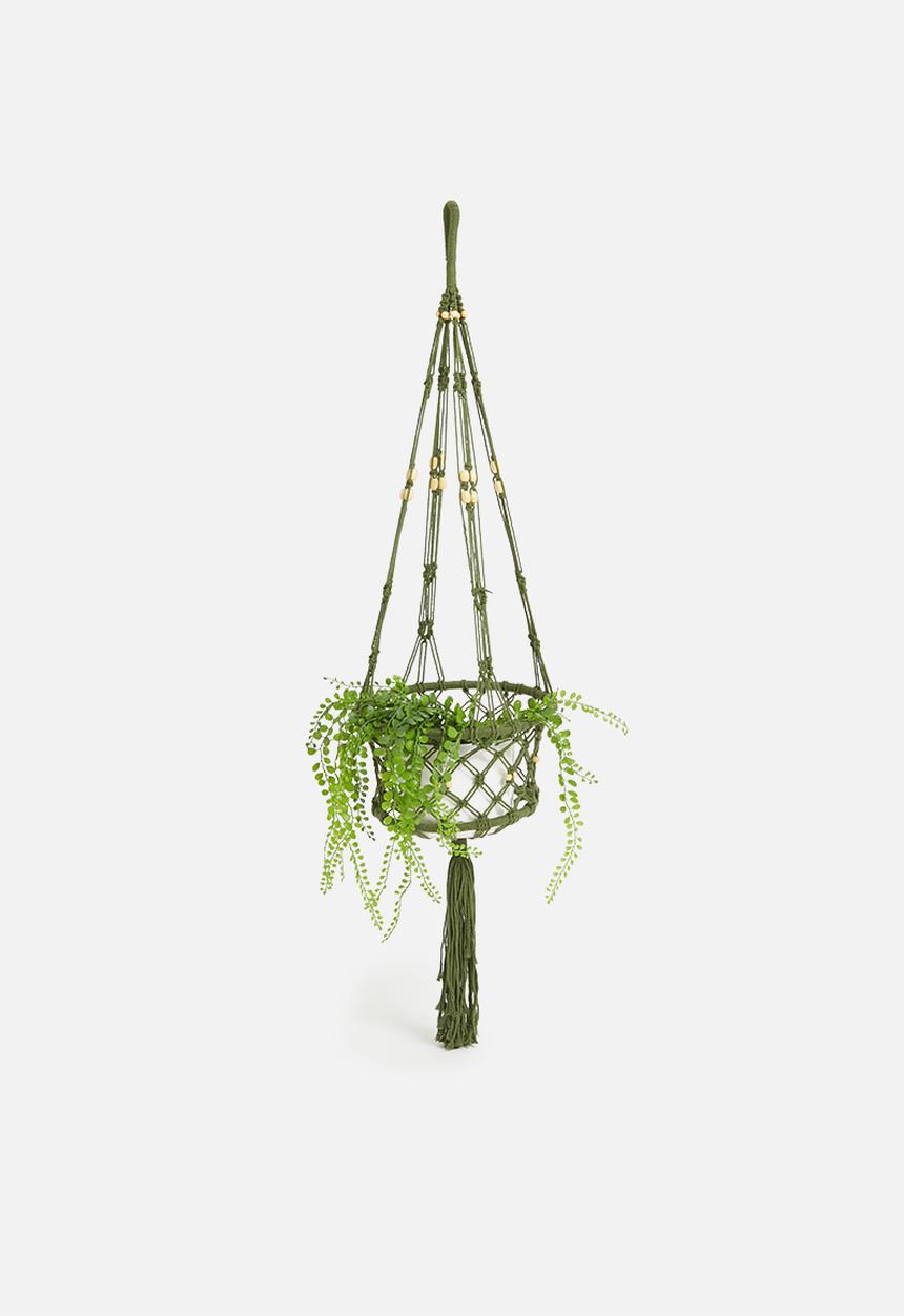 H&S - Macrame flowerpot holder- green