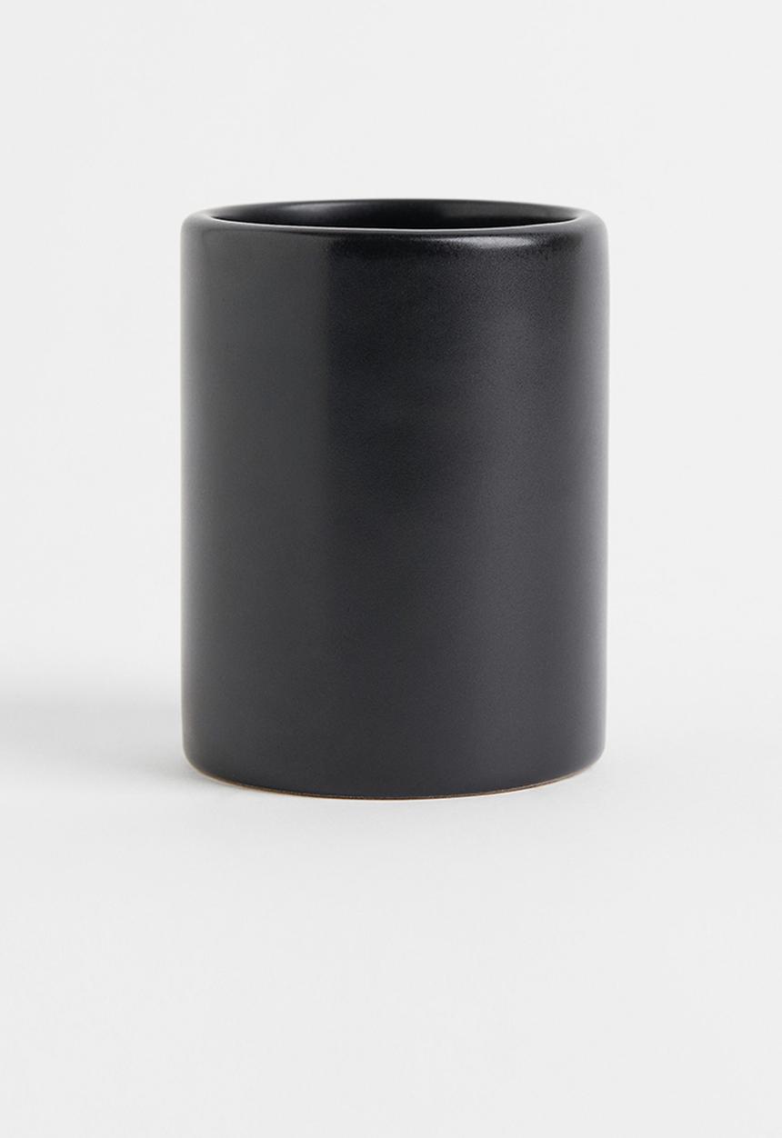 H&M - Earthenware toothbrush mug - black