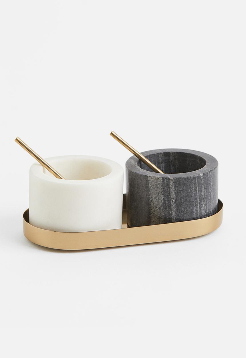 H&M - Stone salt and pepper bowls - white