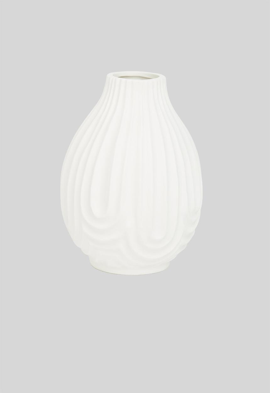 H&S - Deco long porcelain vase - matte white