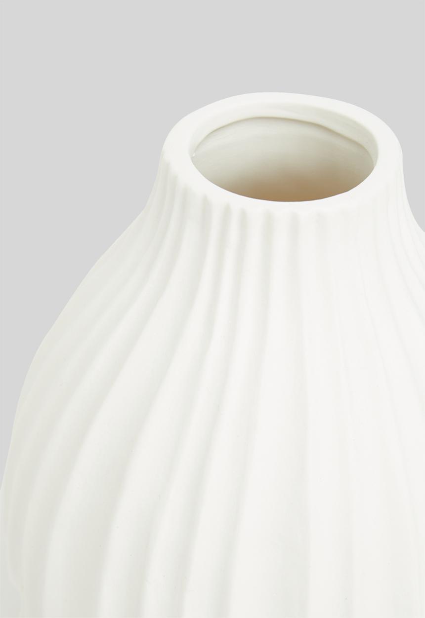 H&S - Deco long porcelain vase - matte white