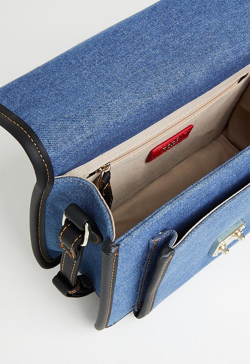 POLO - Denim flapover sling bag- blue