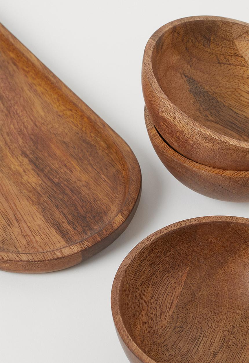 H&M - Serving bowls and tray - brown