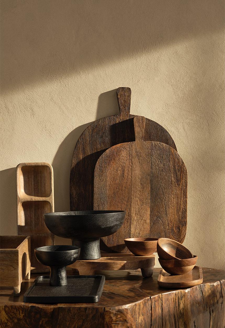 H&M - Serving bowls and tray - brown