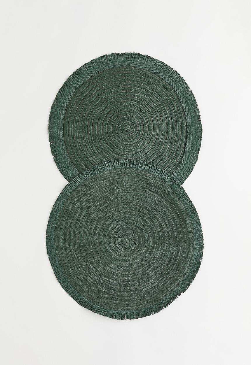 H&M - 2-pack round place mats - green