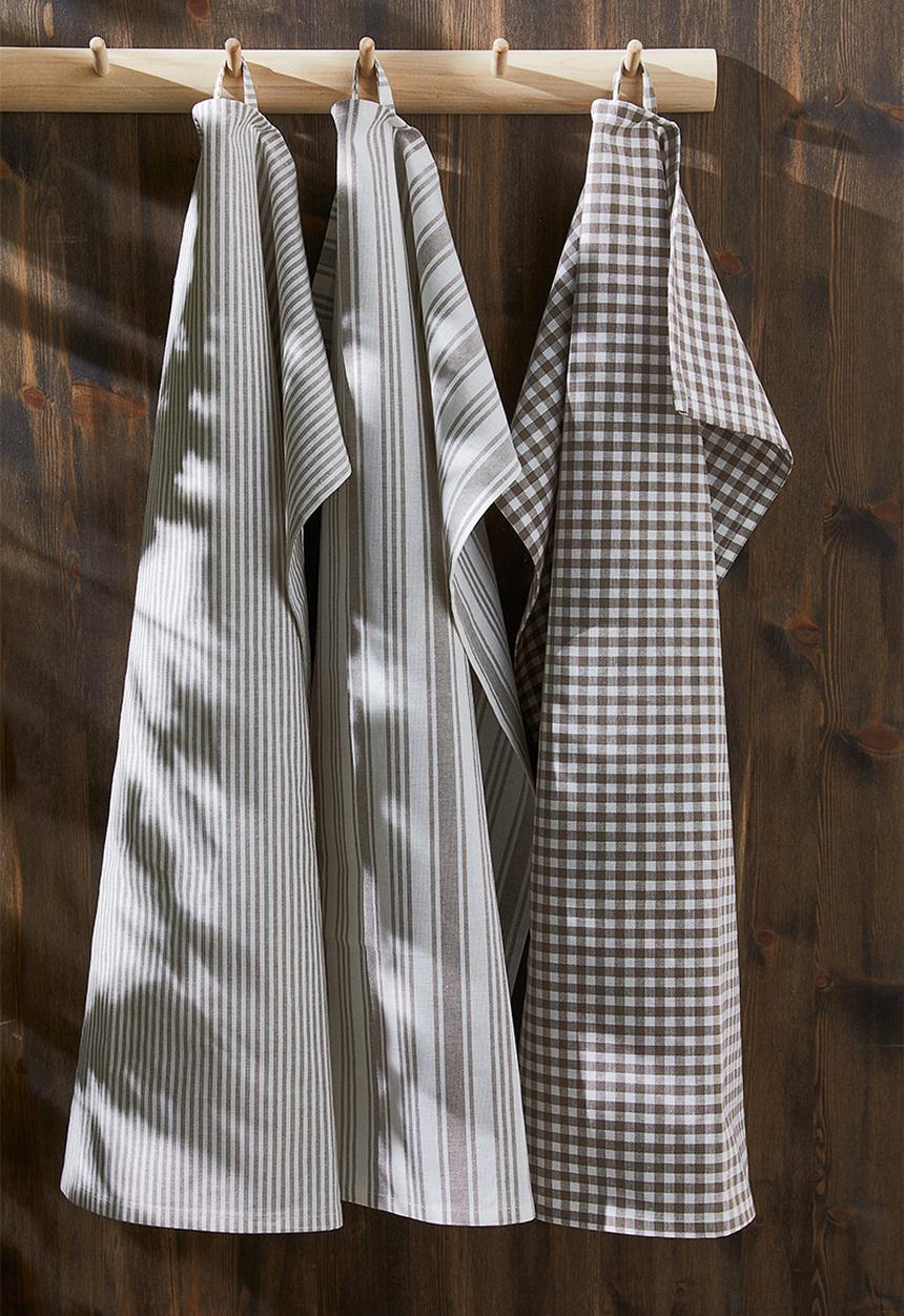 H&M - 3-pack cotton tea towels - brown/multi