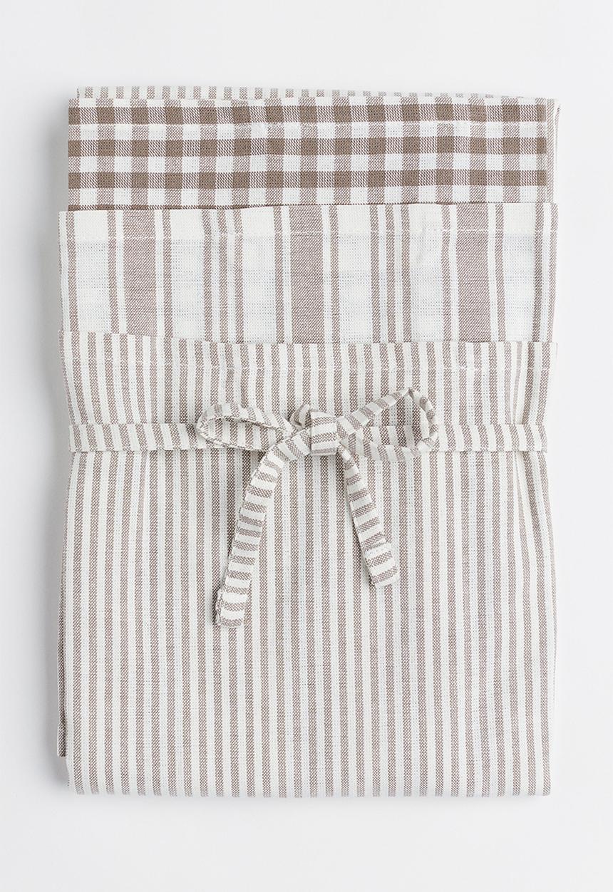 H&M - 3-pack cotton tea towels - brown/multi