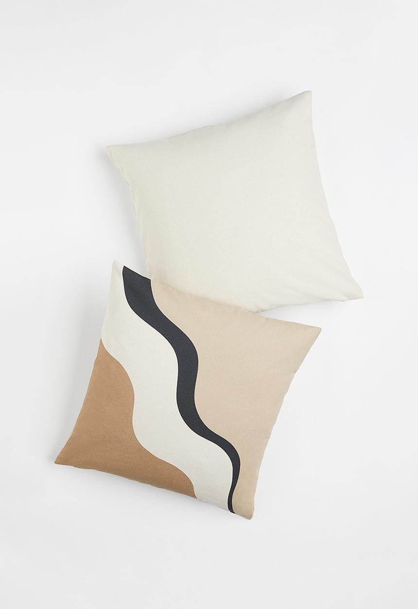 H&M - 2-pack cotton cushion covers - beige/multi
