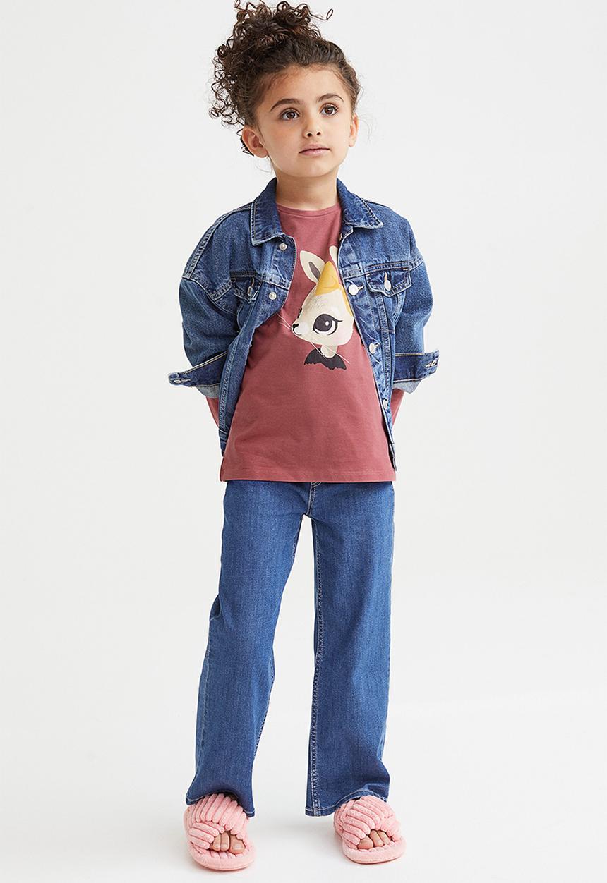 H&M - Printed jersey top - dark red/rabbit