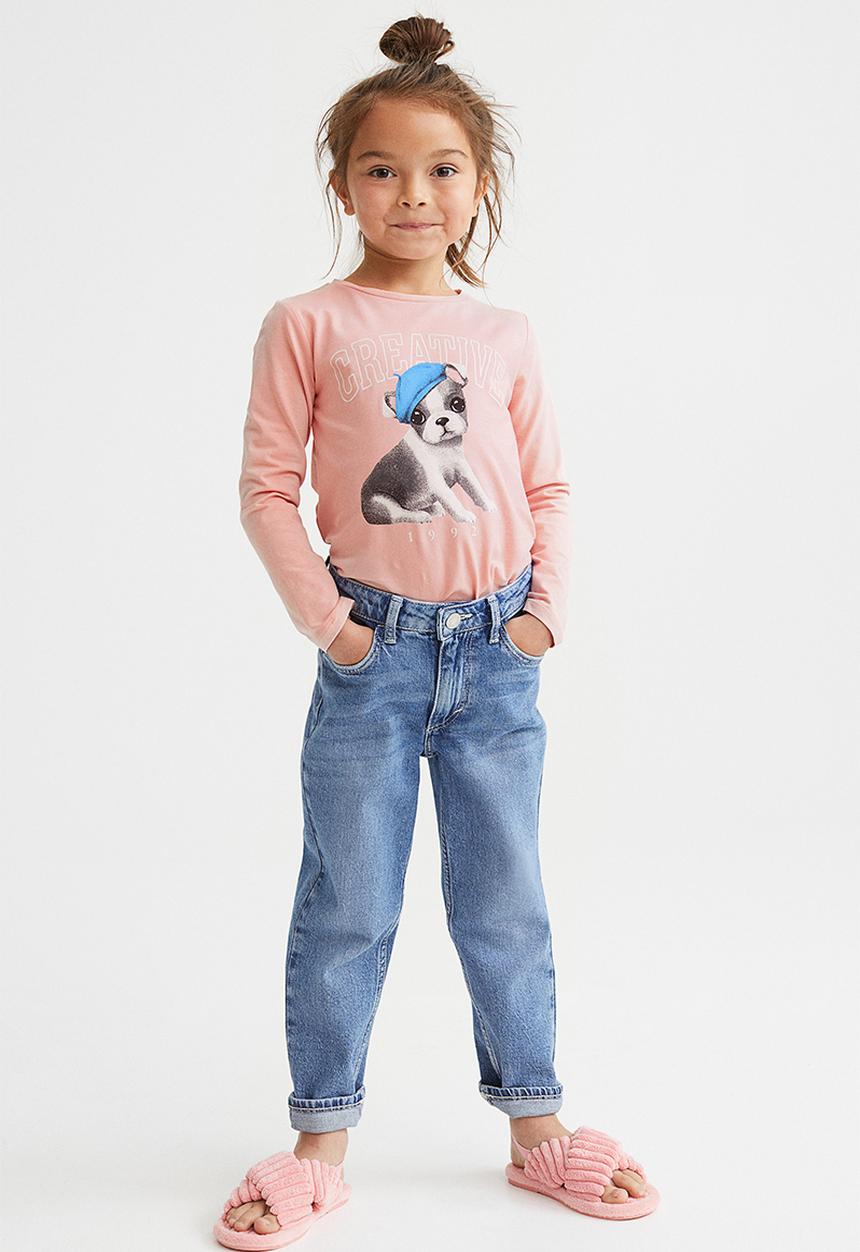 H&M - Printed jersey top - light pink/creative
