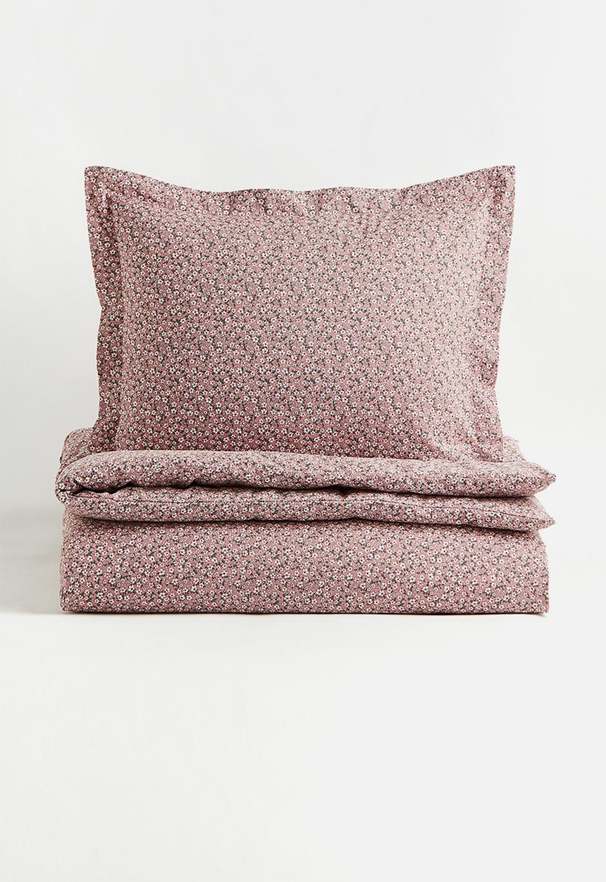 H&M - Patterned single duvet cover set - multi/pink