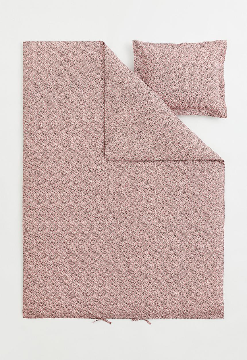 H&M - Patterned single duvet cover set - multi/pink