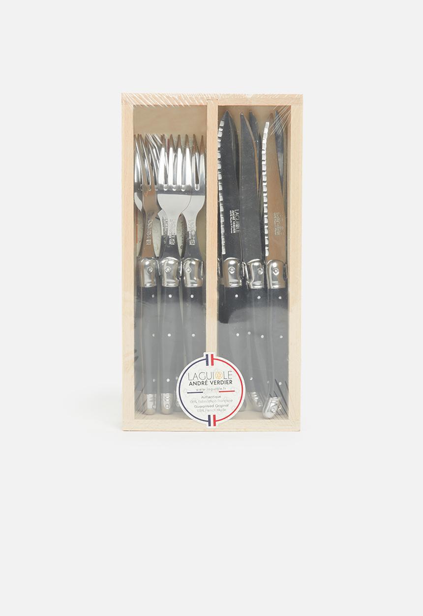 André Verdier - 12 piece steak knives & forks set - black
