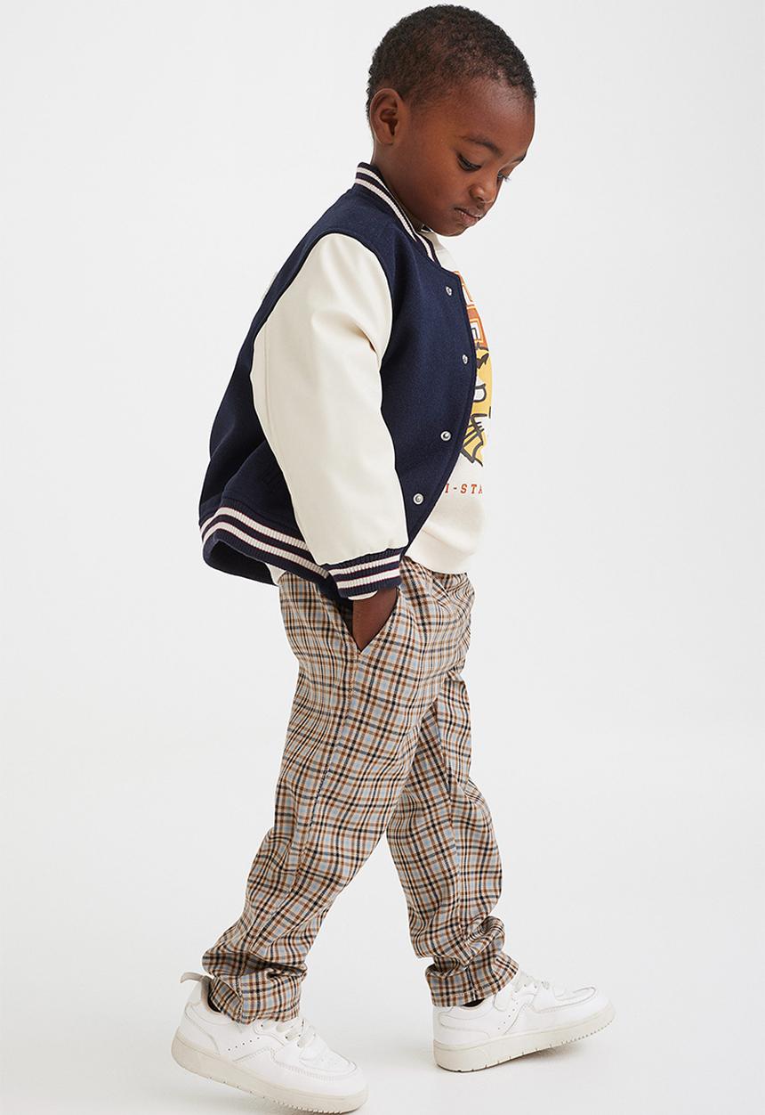 H&M - Relaxed fit pull-on trousers - beige/checked