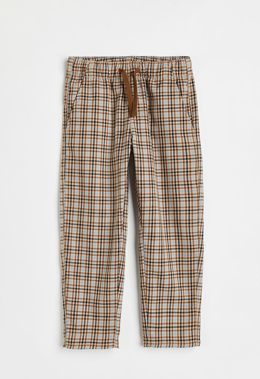 H&M - Relaxed fit pull-on trousers - beige/checked