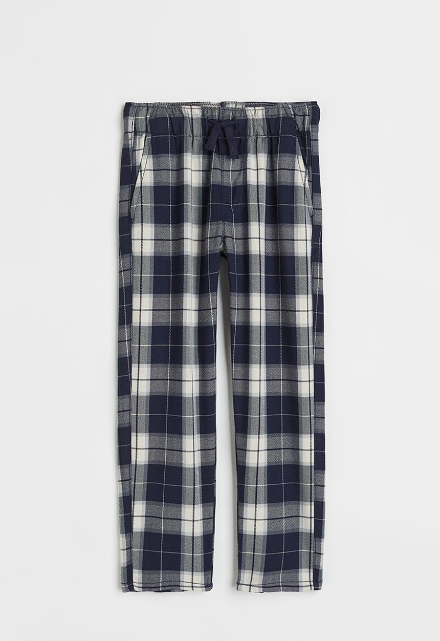 H&M - Relaxed fit pull-on trousers - dark blue/checked