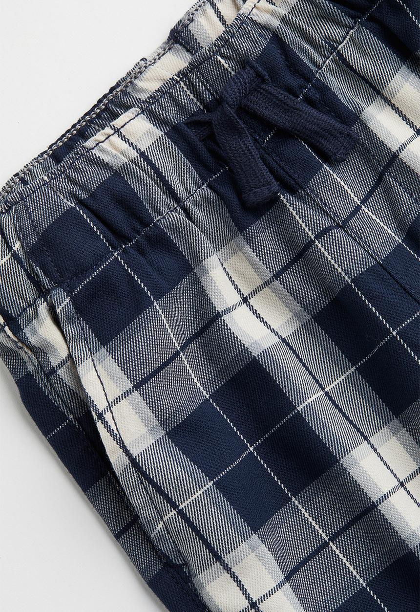 H&M - Relaxed fit pull-on trousers - dark blue/checked