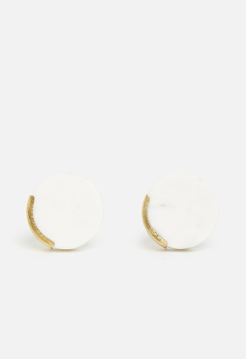 Sixth Floor - Marble knob set of 2 - white & gold