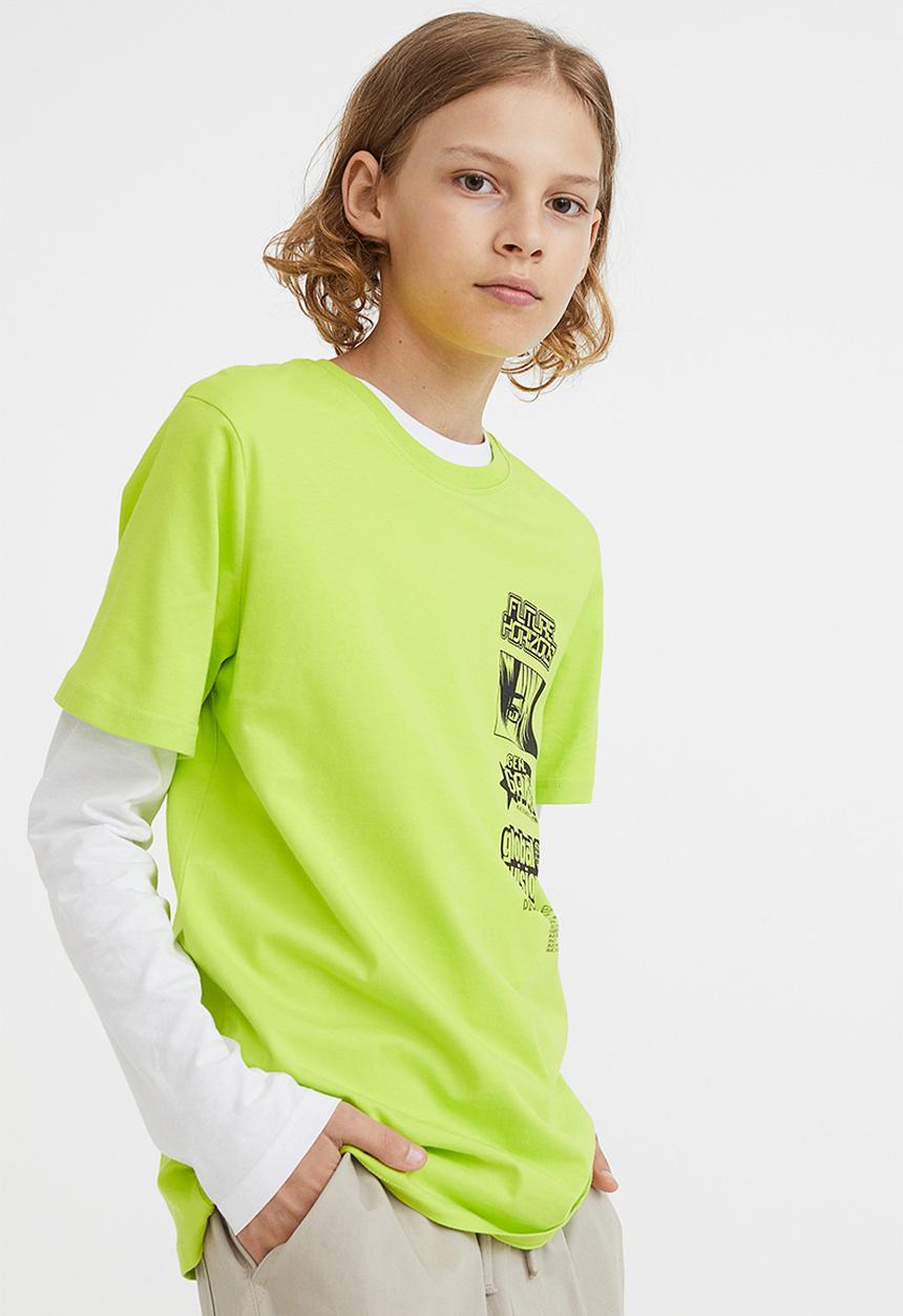 H&M - Cotton T-shirt - neon green/future horizons