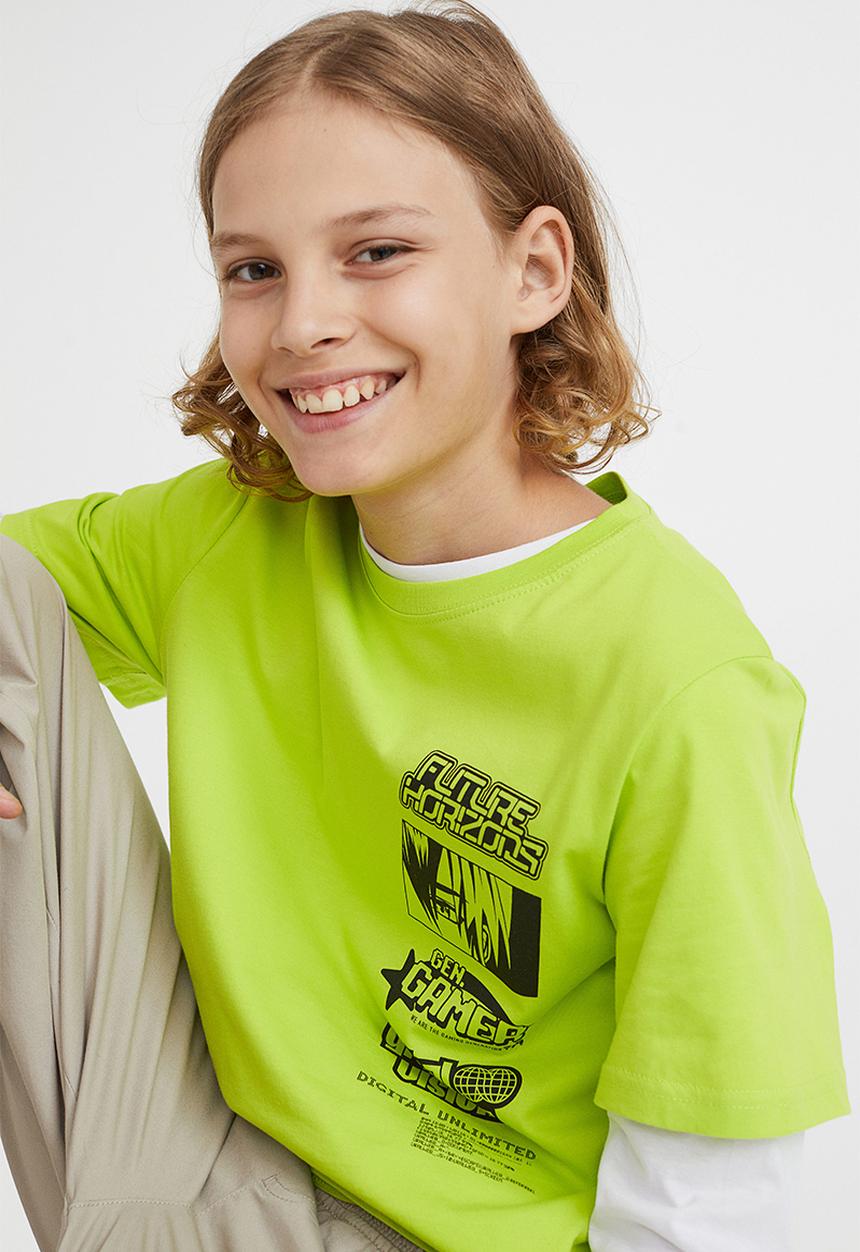 H&M - Cotton T-shirt - neon green/future horizons