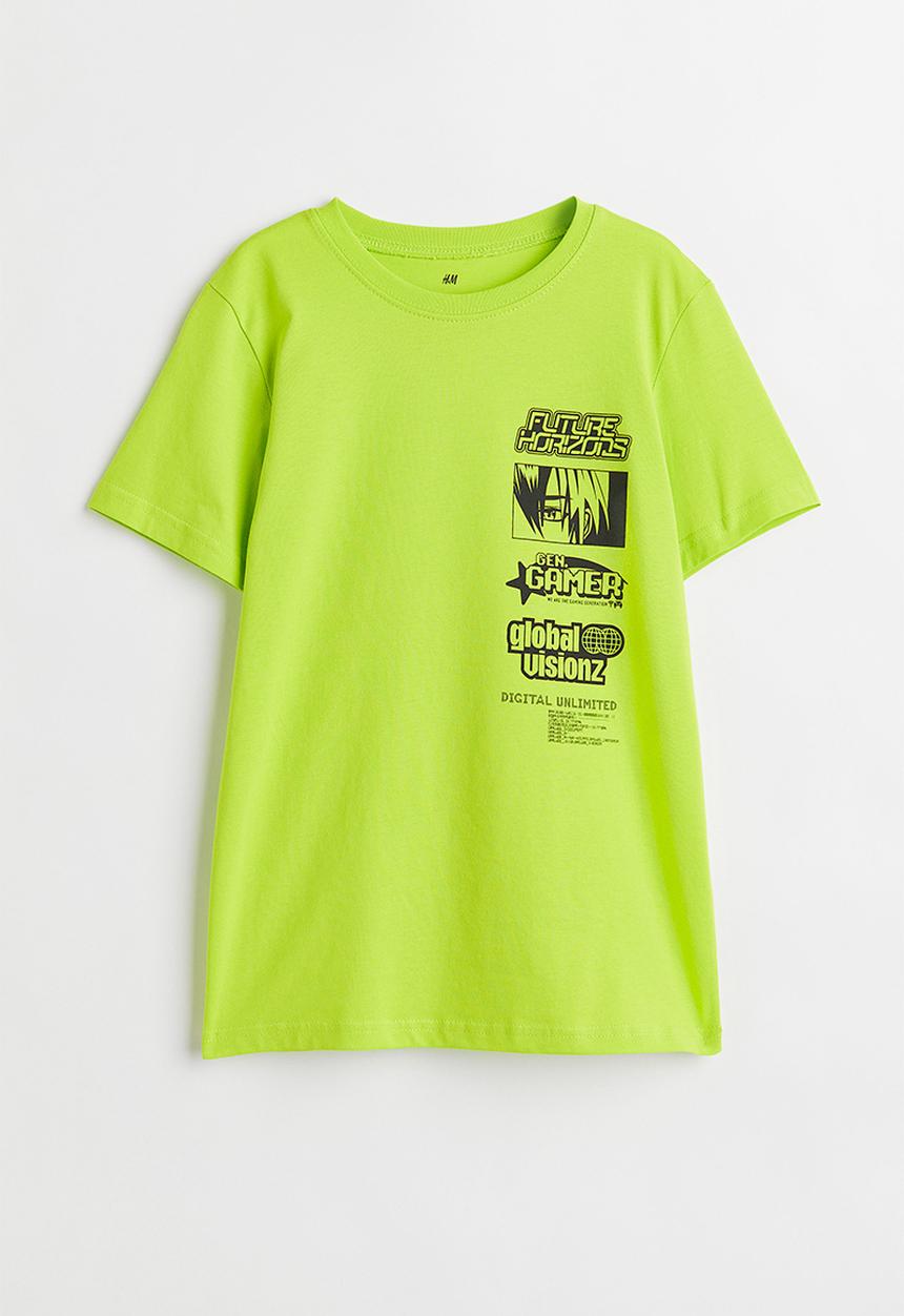 H&M - Cotton T-shirt - neon green/future horizons
