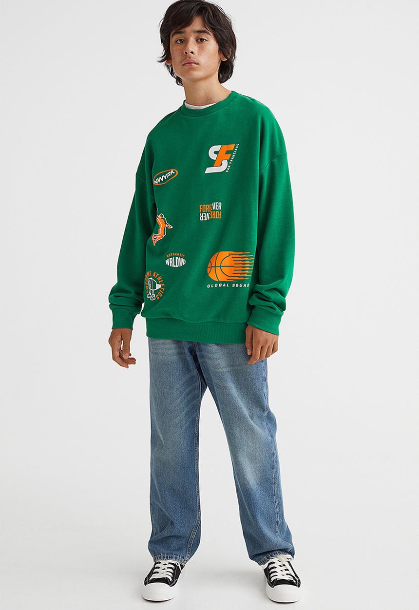 H&M - Printed sweatshirt - green/awesome athletics