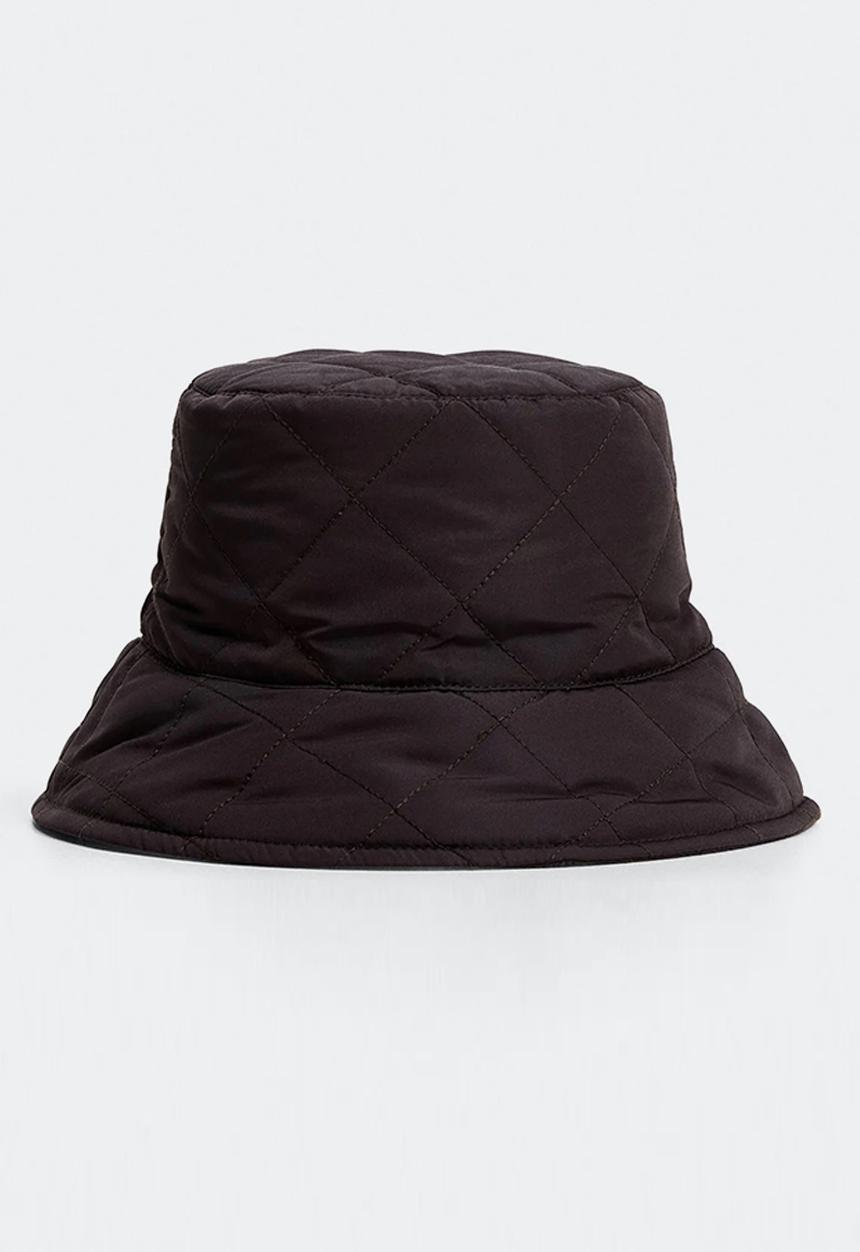MANGO - Quilted bucket hat - chocolate