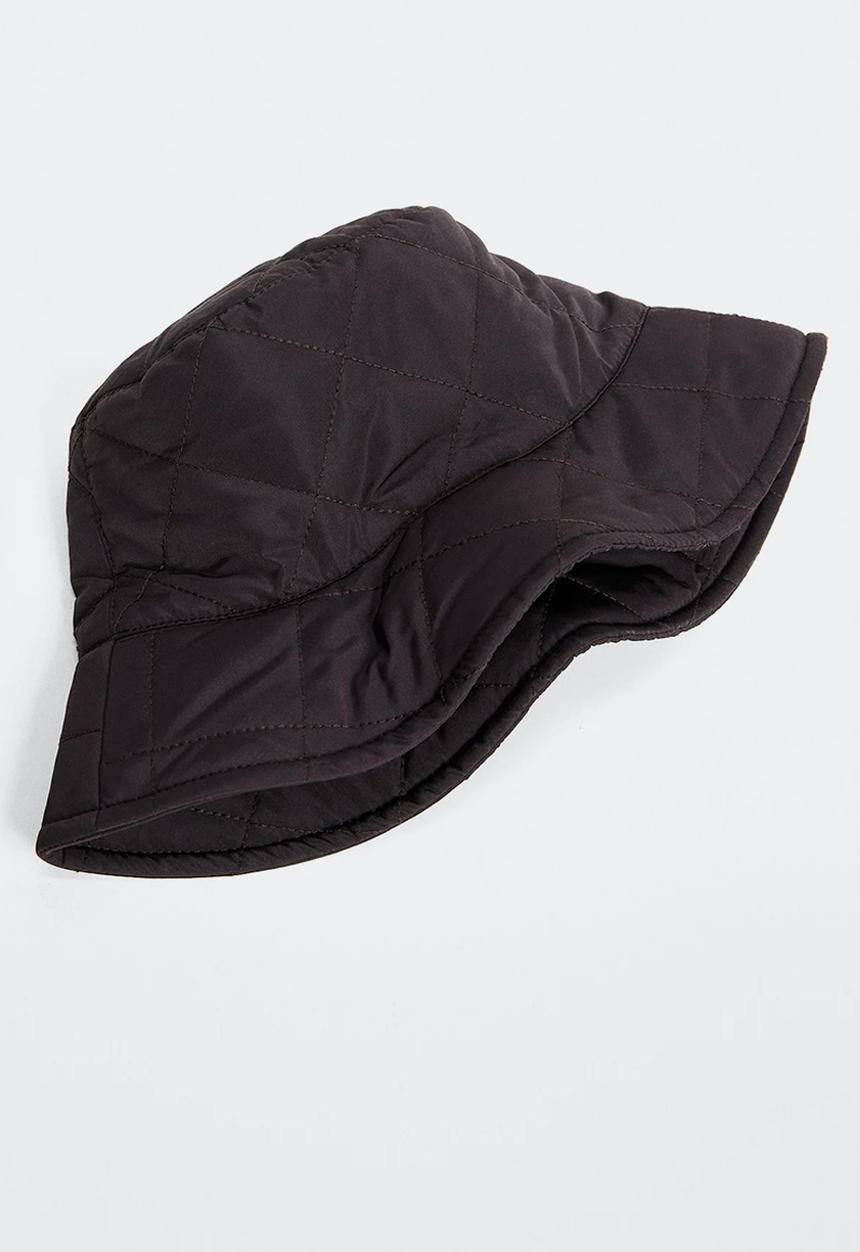 MANGO - Quilted bucket hat - chocolate