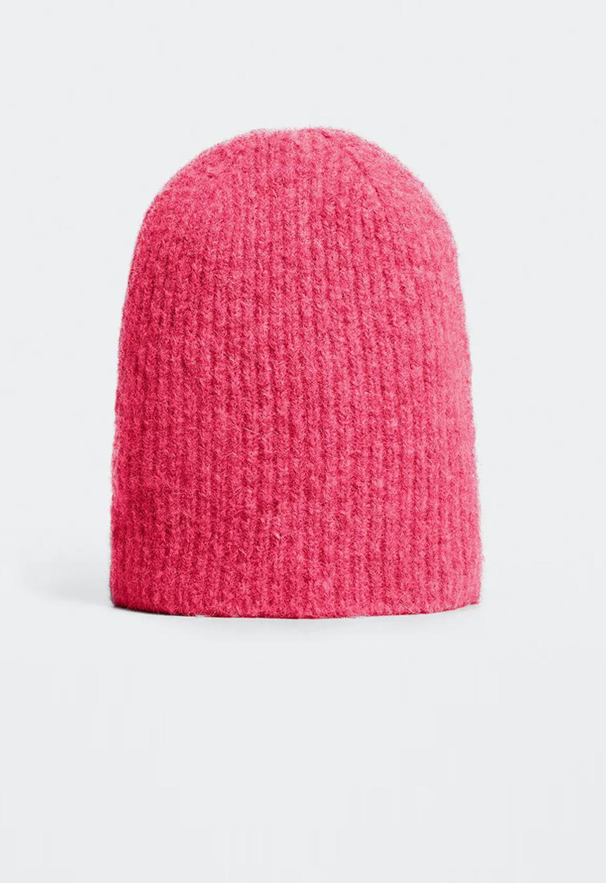 MANGO - Ribbed beanie - fuchsia