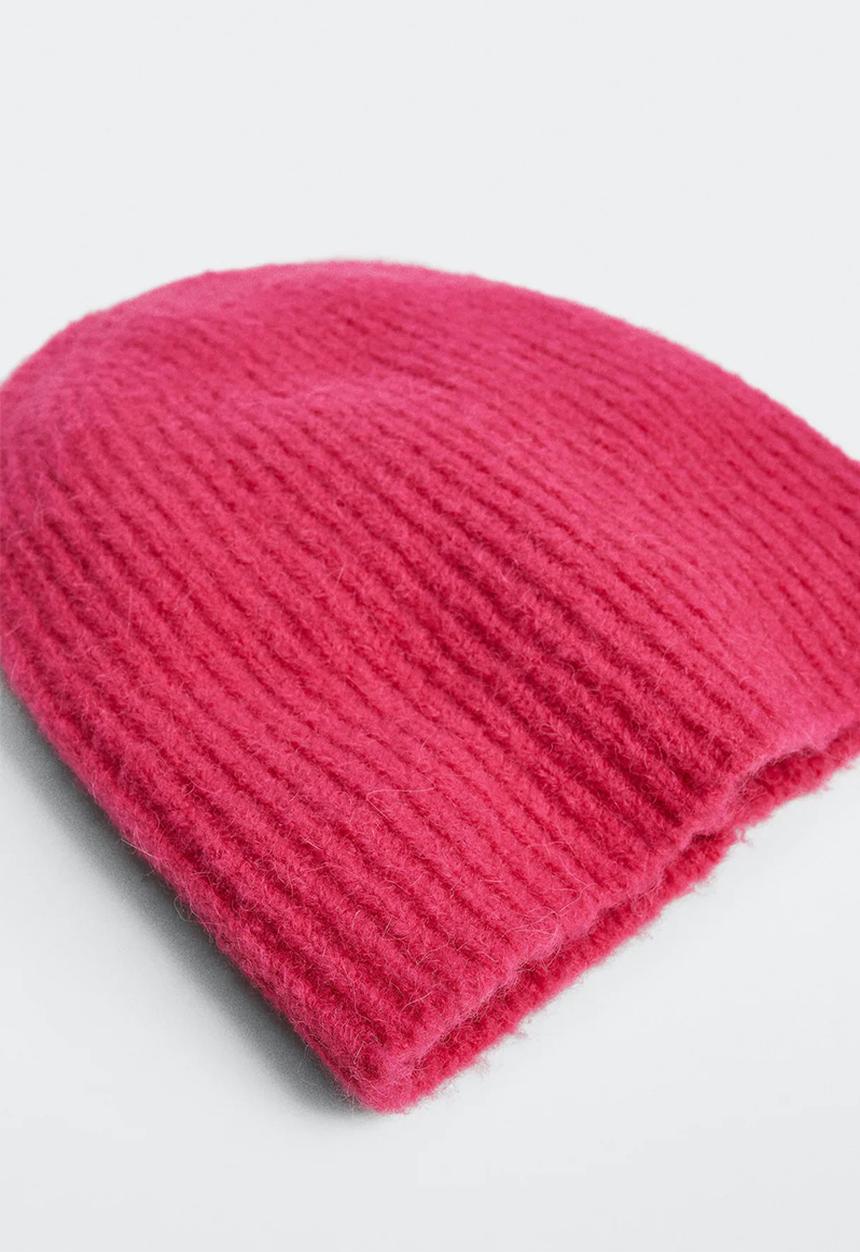 MANGO - Ribbed beanie - fuchsia