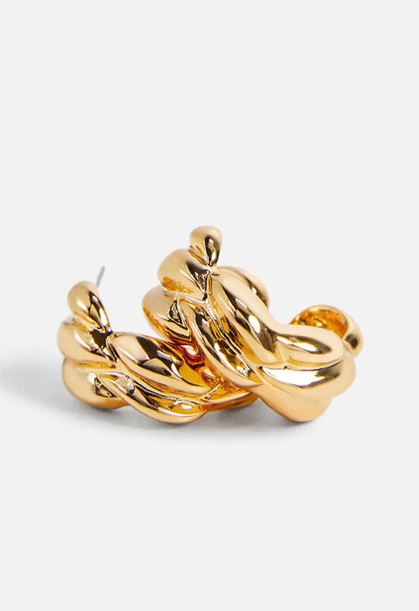 MANGO - Embossed hoop earrings - gold