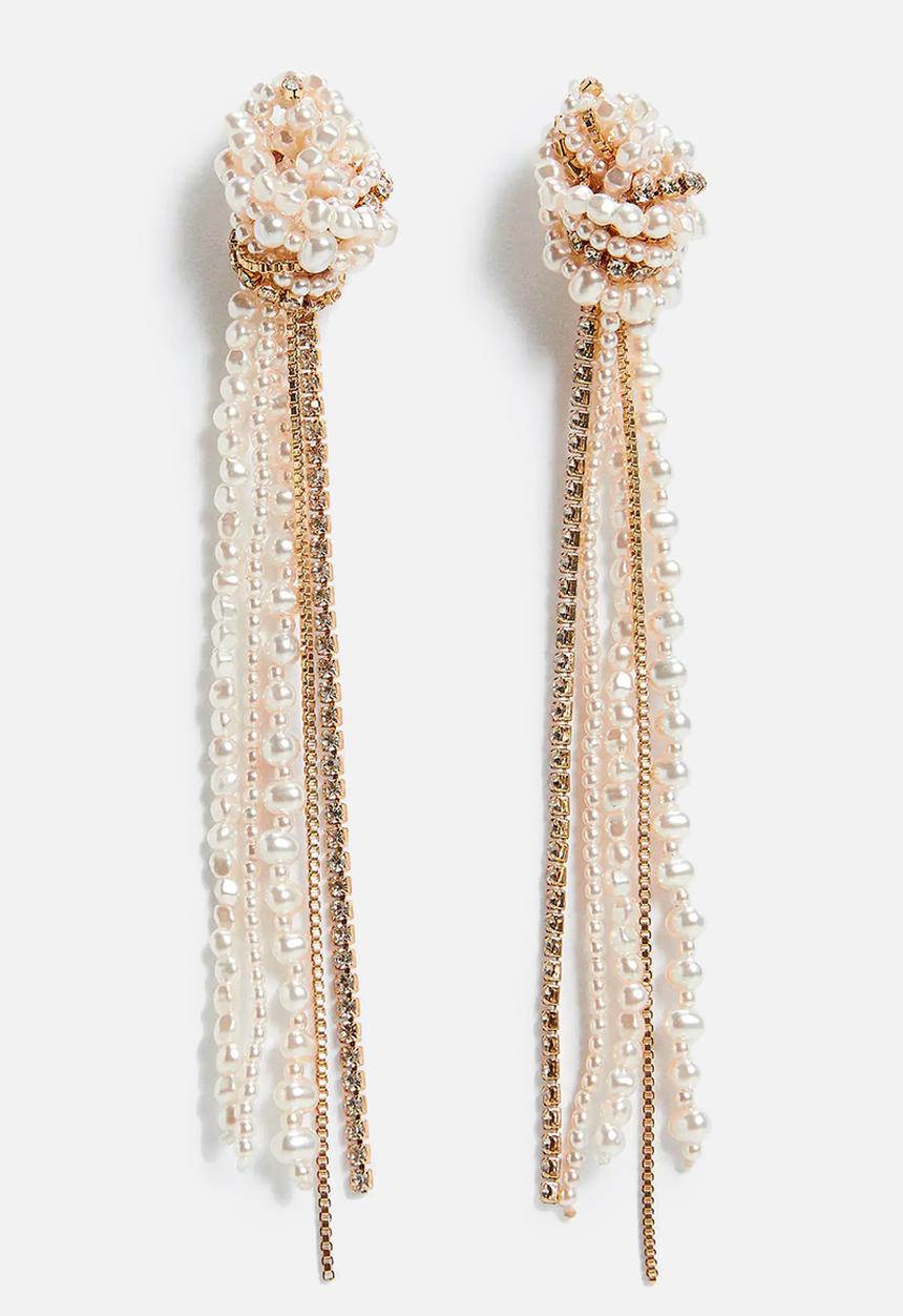 MANGO - Pearl cascade earrings - gold