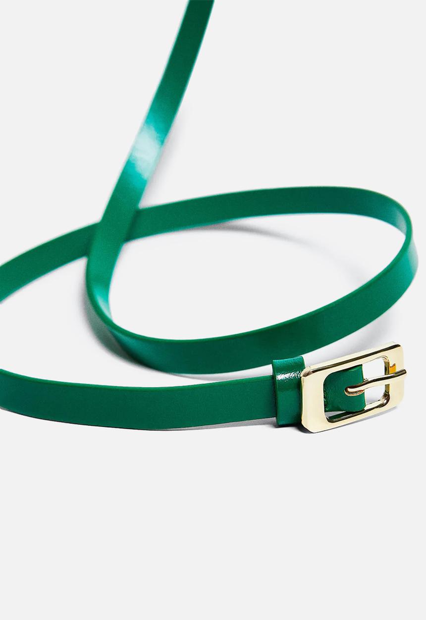 MANGO - Double loop belt - green