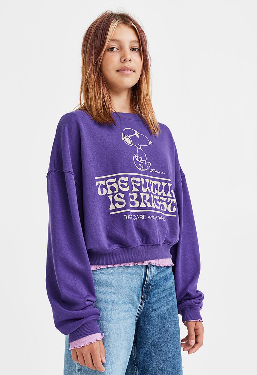 H&M - Boxy printed sweatshirt - dark purple/snoopy