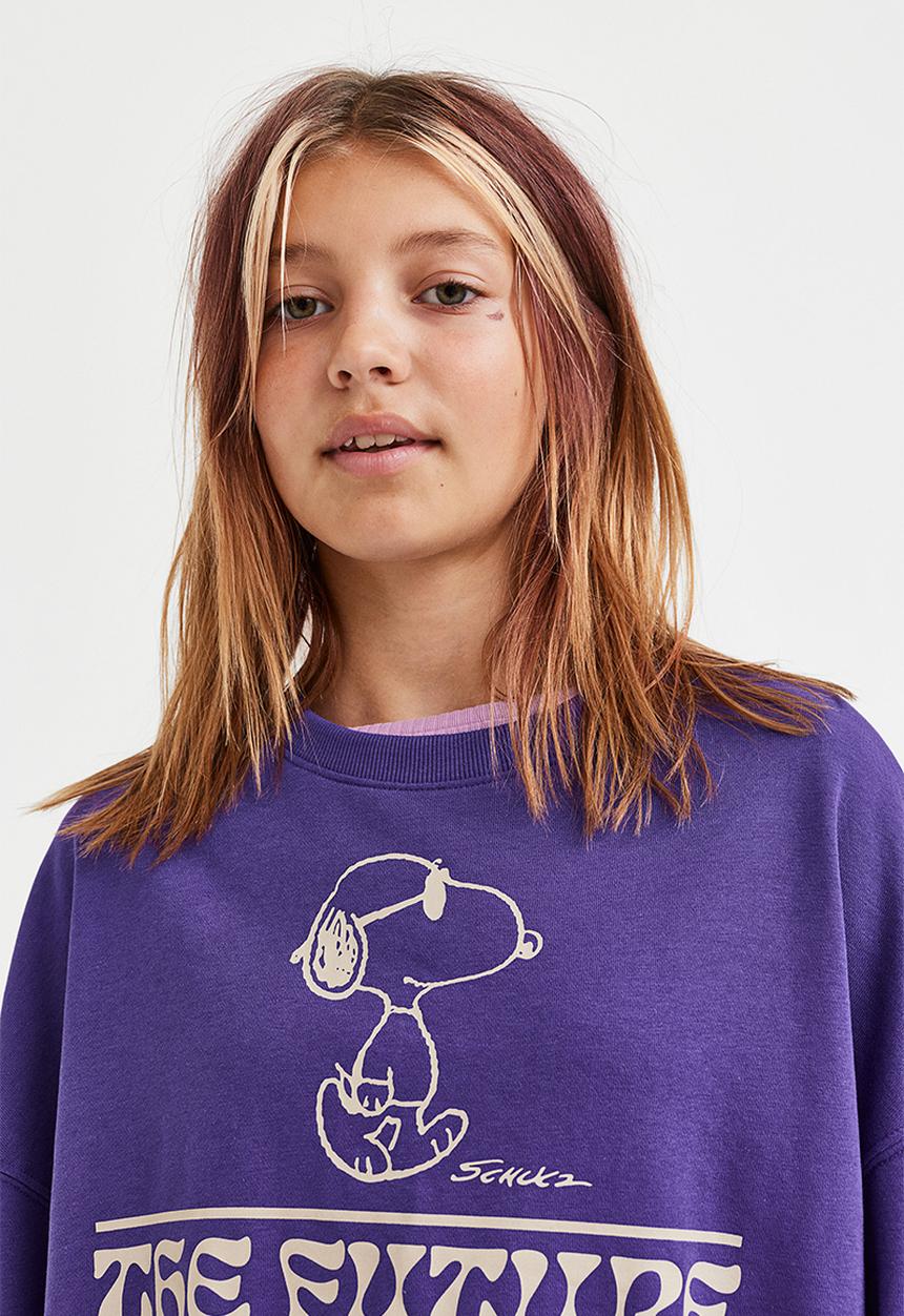 H&M - Boxy printed sweatshirt - dark purple/snoopy