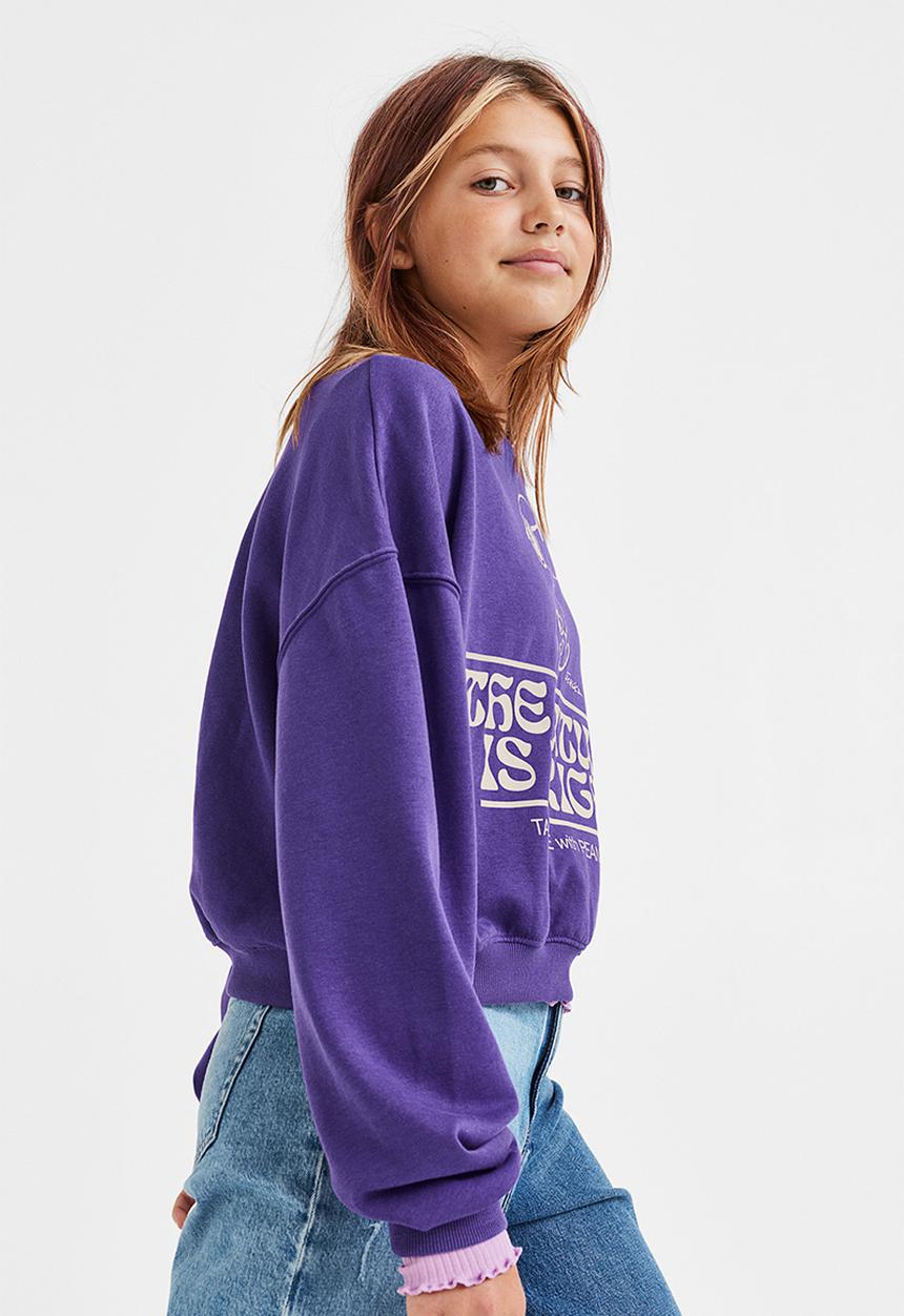 H&M - Boxy printed sweatshirt - dark purple/snoopy