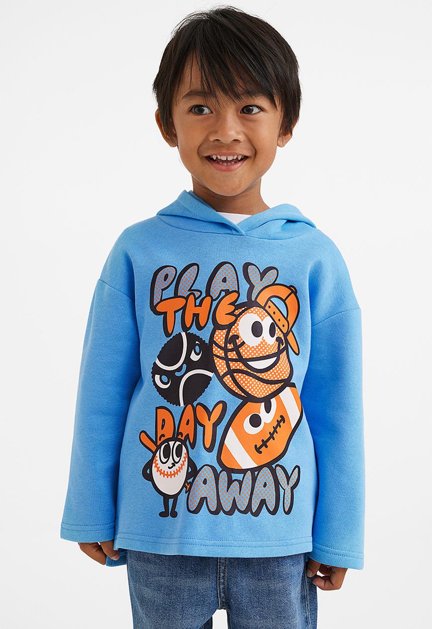 H&M - Printed hoodie - blue/play the day away